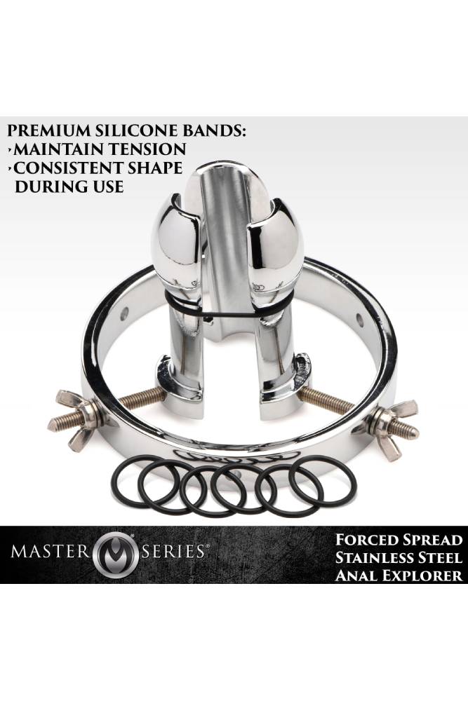 XR Brands - Master Series - Forced Spread Stainless Steel Anal Explorer - Silver - Stag Shop