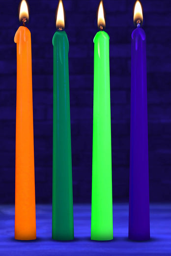XR Brands - Master Series - Glow Wax Set Of 4 UV Blacklight Reactive Candles - Stag Shop
