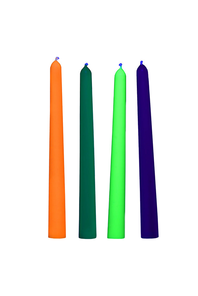 XR Brands - Master Series - Glow Wax Set Of 4 UV Blacklight Reactive Candles - Stag Shop