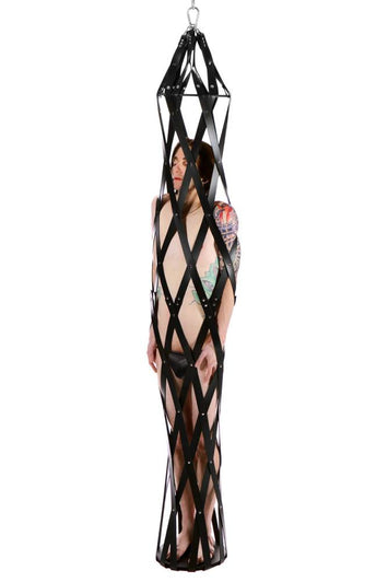 XR Brands - Master Series - Hanging Rubber Strap Cage - Black - Stag Shop