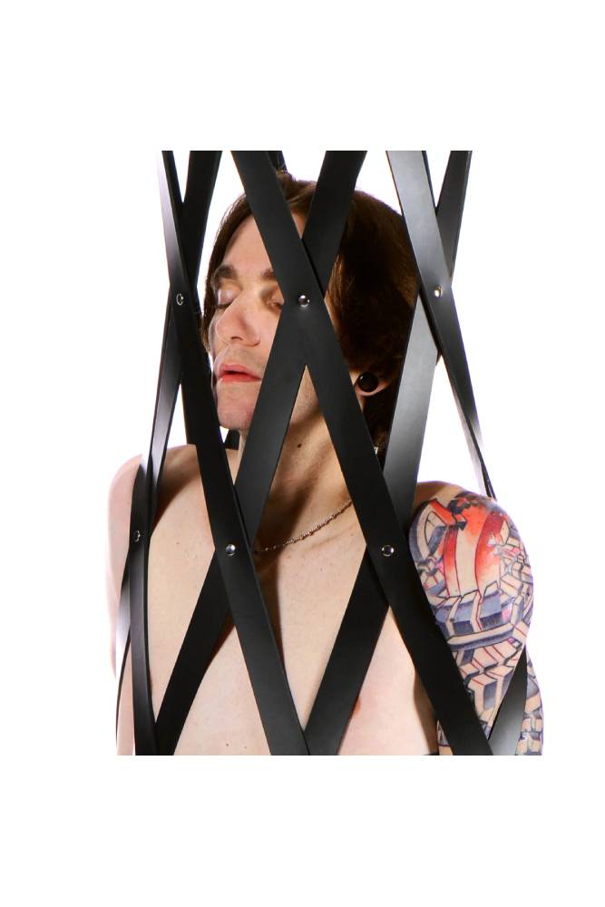 XR Brands - Master Series - Hanging Rubber Strap Cage - Black - Stag Shop