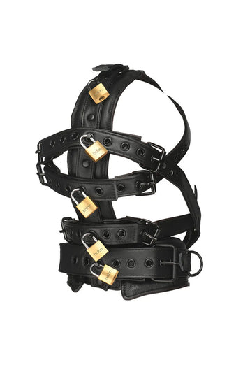 XR Brands - Master Series - Lockable Head Harness with Muzzle - Stag Shop