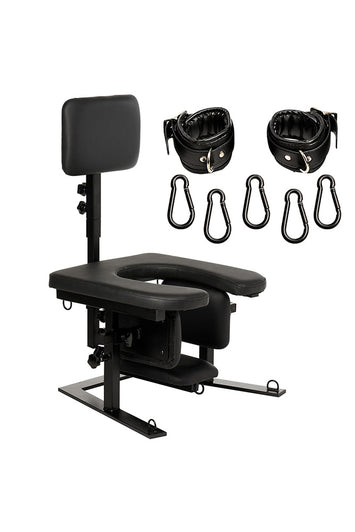 XR Brands - Master Series - Pleasure Throne Oral Sex Queening Chair - Black - Stag Shop