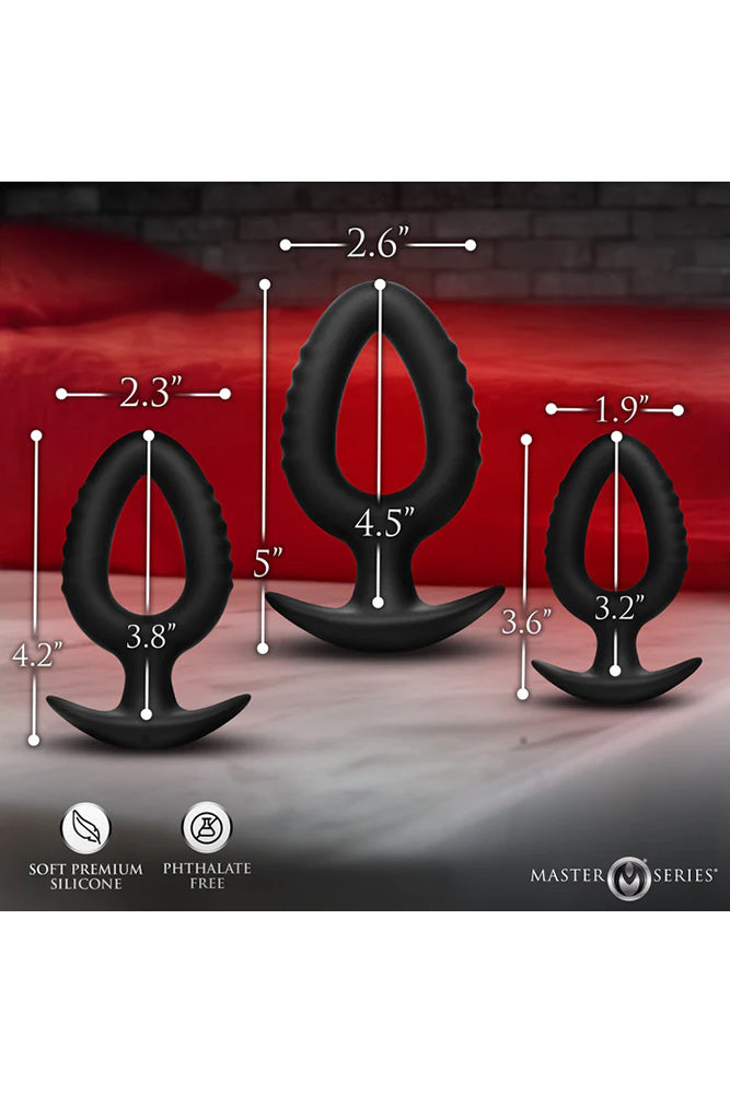XR Brands - Master Series - Pop Plugs 3 Piece Hollow Silicone Anal Trainer Set - Stag Shop