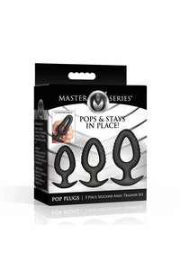 Thumbnail for XR Brands - Master Series - Pop Plugs 3 Piece Hollow Silicone Anal Trainer Set