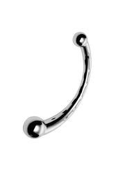 XR Brands - Master Series - The Curvy Steel Dual Ended Dildo - Silver - Stag Shop