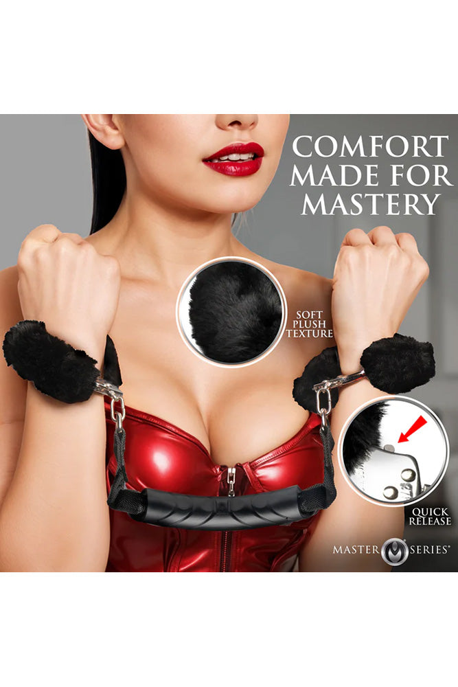 XR Brands - Master Series - The Handler Furry Handcuffs with Handle - Stag Shop