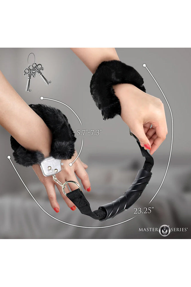 XR Brands - Master Series - The Handler Furry Handcuffs with Handle - Stag Shop