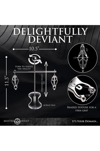 XR Brands - Master Series - Tower Of Pain Nipple Clamps - Silver - Stag Shop