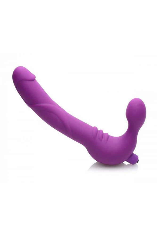 XR Brands - Strap U - Royal Revolver Vibrating Strapless Silicone Strap On Dildo - Purple - Stag Shop