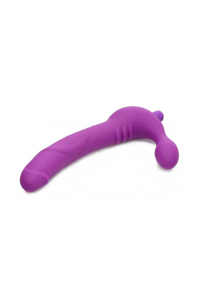 XR Brands - Strap U - Royal Revolver Vibrating Strapless Silicone Strap On Dildo - Purple - Stag Shop