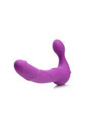 XR Brands - Strap U - Royal Revolver Vibrating Strapless Silicone Strap On Dildo - Purple - Stag Shop