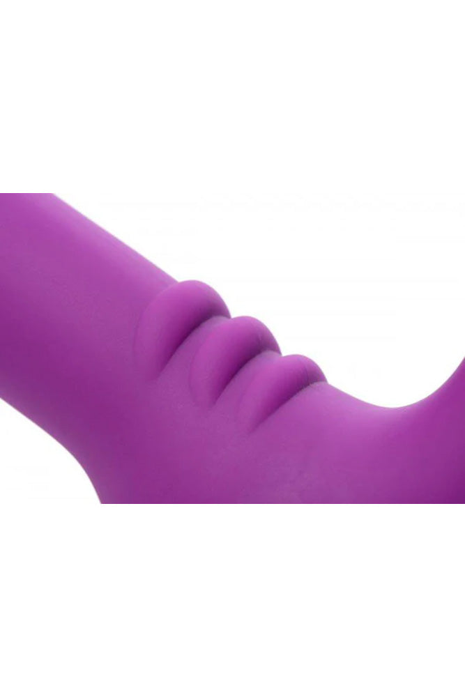XR Brands - Strap U - Royal Revolver Vibrating Strapless Silicone Strap On Dildo - Purple - Stag Shop
