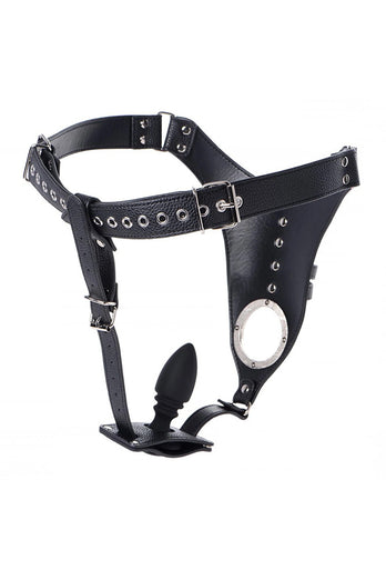 XR Brands - Strict - Male Chastity Harness with Silicone Anal Plug - Stag Shop