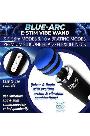 XR Brands - Zeus - E-Stim Vibrating Wand Massager -Black - Stag Shop