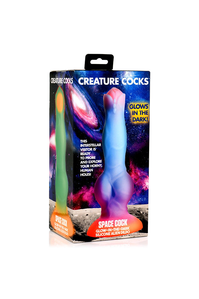 XR Brands - Creature Cocks - Space Cock Glow-In-The-Dark Silicone Alien Dildo - Multicolour - Stag Shop