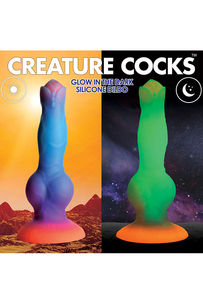 XR Brands - Creature Cocks - Space Cock Glow-In-The-Dark Silicone Alien Dildo - Multicolour - Stag Shop