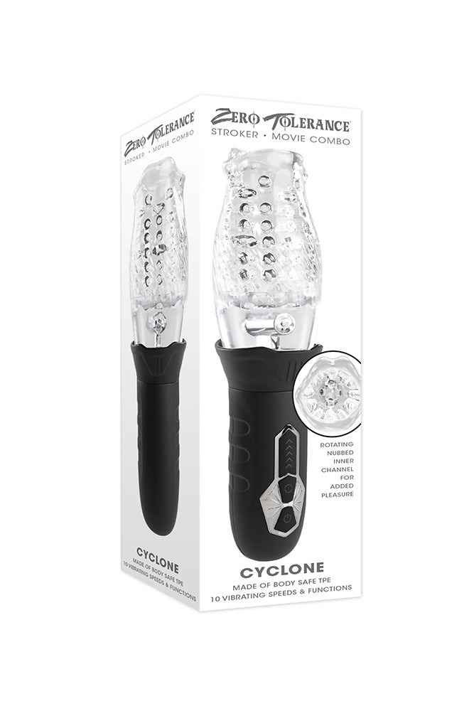 Zero Tolerance - Cyclone Vibrating & Spinning Stroker - Black/Clear - Stag Shop