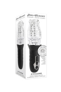 Thumbnail for Zero Tolerance - Cyclone Vibrating & Spinning Stroker - Black/Clear - Stag Shop