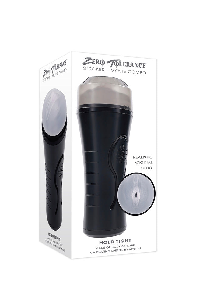Zero Tolerance - Hold Tight Squeezable Vibrating Stroker - Black/Clear - Stag Shop