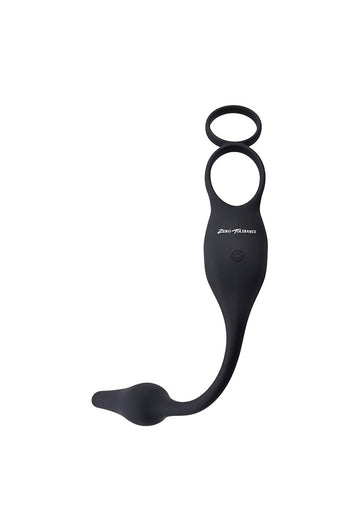 Zero Tolerance - Plug & Tug Cockring with Vibrating Butt Plug - Black - Stag Shop
