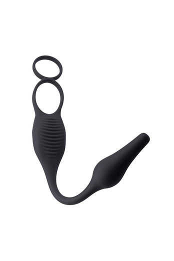 Zero Tolerance - Plug & Tug Cockring with Vibrating Butt Plug - Black - Stag Shop