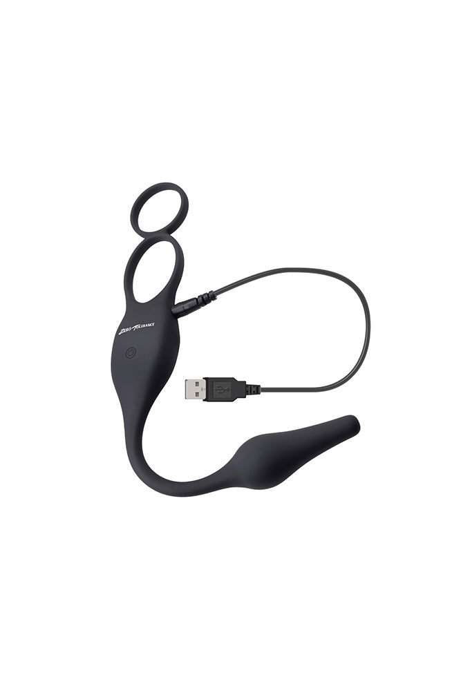 Zero Tolerance - Plug & Tug Cockring with Vibrating Butt Plug - Black - Stag Shop