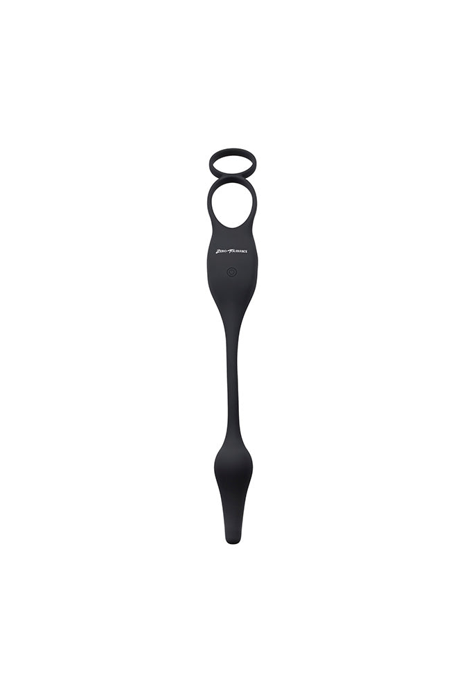 Zero Tolerance - Plug & Tug Cockring with Vibrating Butt Plug - Black - Stag Shop