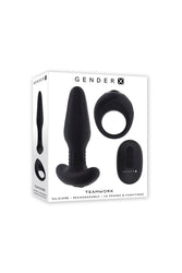 Gender X - Teamwork Remote Controlled Butt Plug & Penis Ring Set - Black - Stag Shop