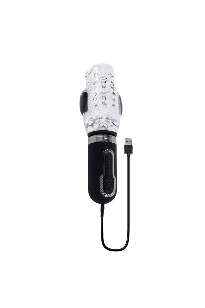Zero Tolerance - Thrill Ride Vibrating, Thrusting & Spinning Stroker - Black/Clear - Stag Shop
