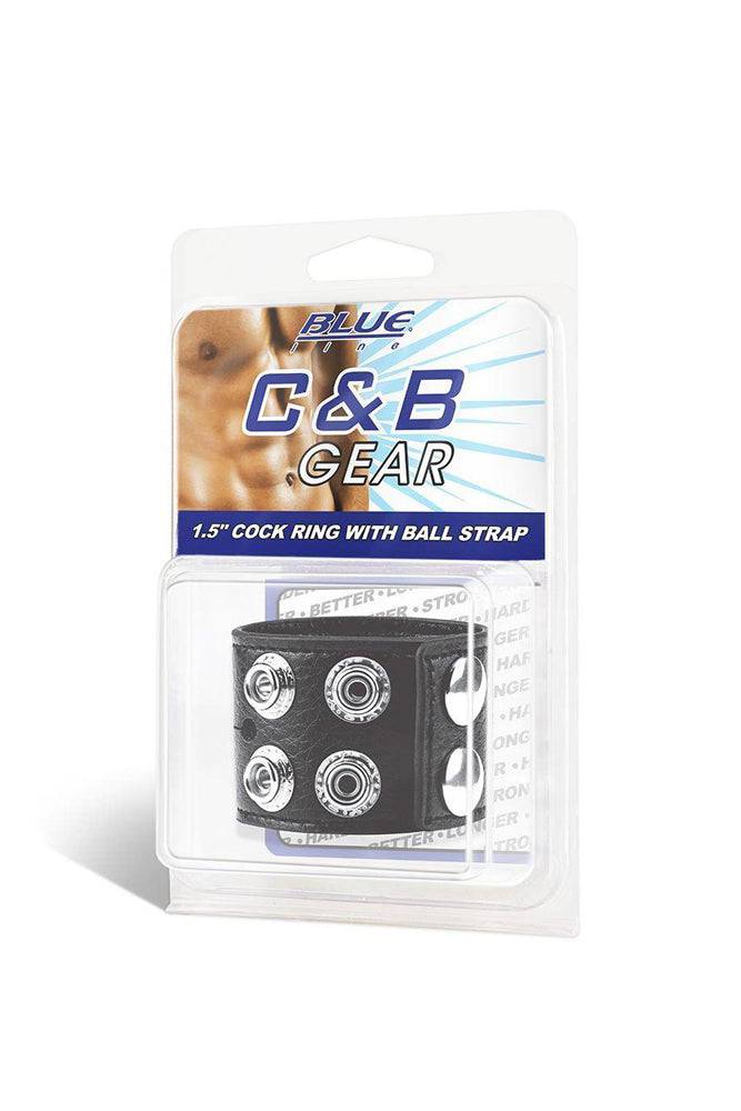 Electric Eel - Blue Line - 1.5 inch Cock Ring With Ball Strap - Black - Stag Shop