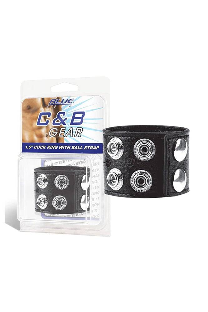 Electric Eel - Blue Line - 1.5 inch Cock Ring With Ball Strap - Black - Stag Shop