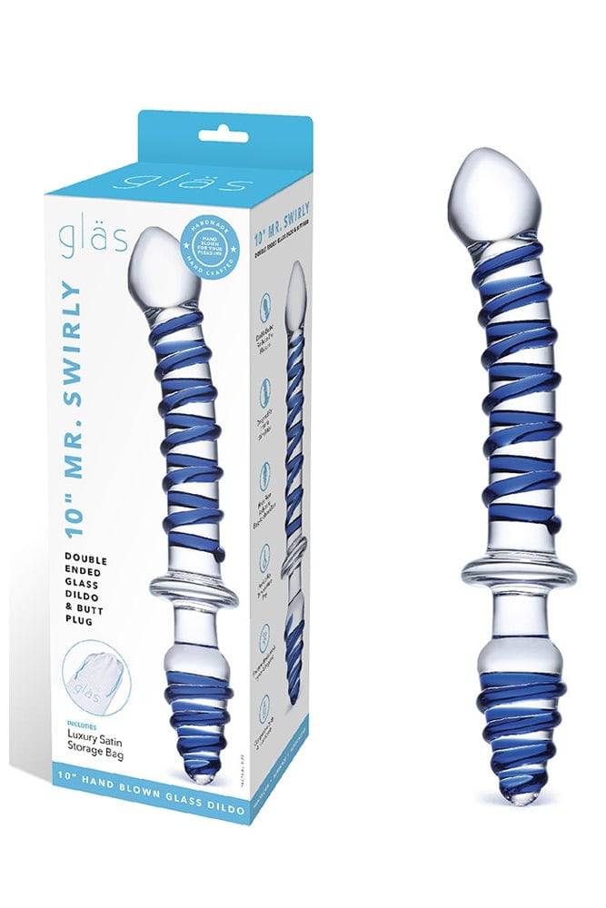 Gläs - 10-inch Mr. Swirly Double-Ended Dildo - Blue - Stag Shop
