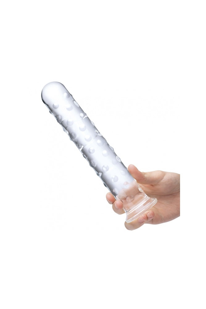 Gläs - 10" Extra Large Textured Glass Dildo - Clear - Stag Shop