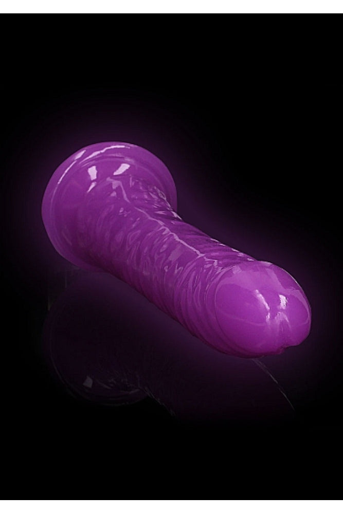 Shots Toys - Real Rock - 10" Glow in the Dark Slim Dildo - Purple - Stag Shop
