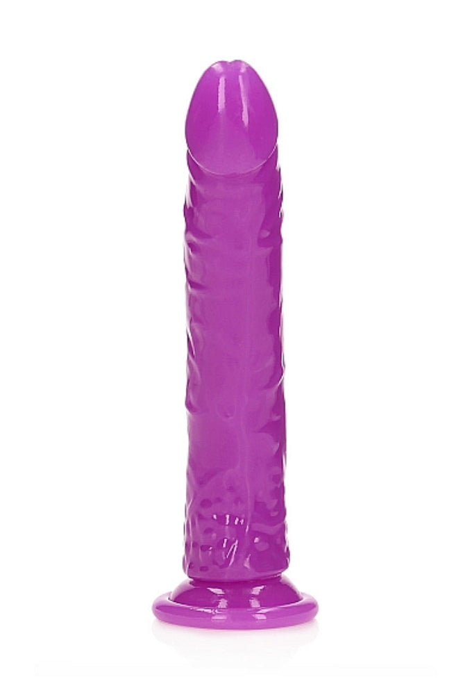 Shots Toys - Real Rock - 10" Glow in the Dark Slim Dildo - Purple - Stag Shop