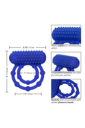 Cal Exotics - Couples Enhancer - Rechargeable 10 Bead Maximus Ring - Blue - Stag Shop