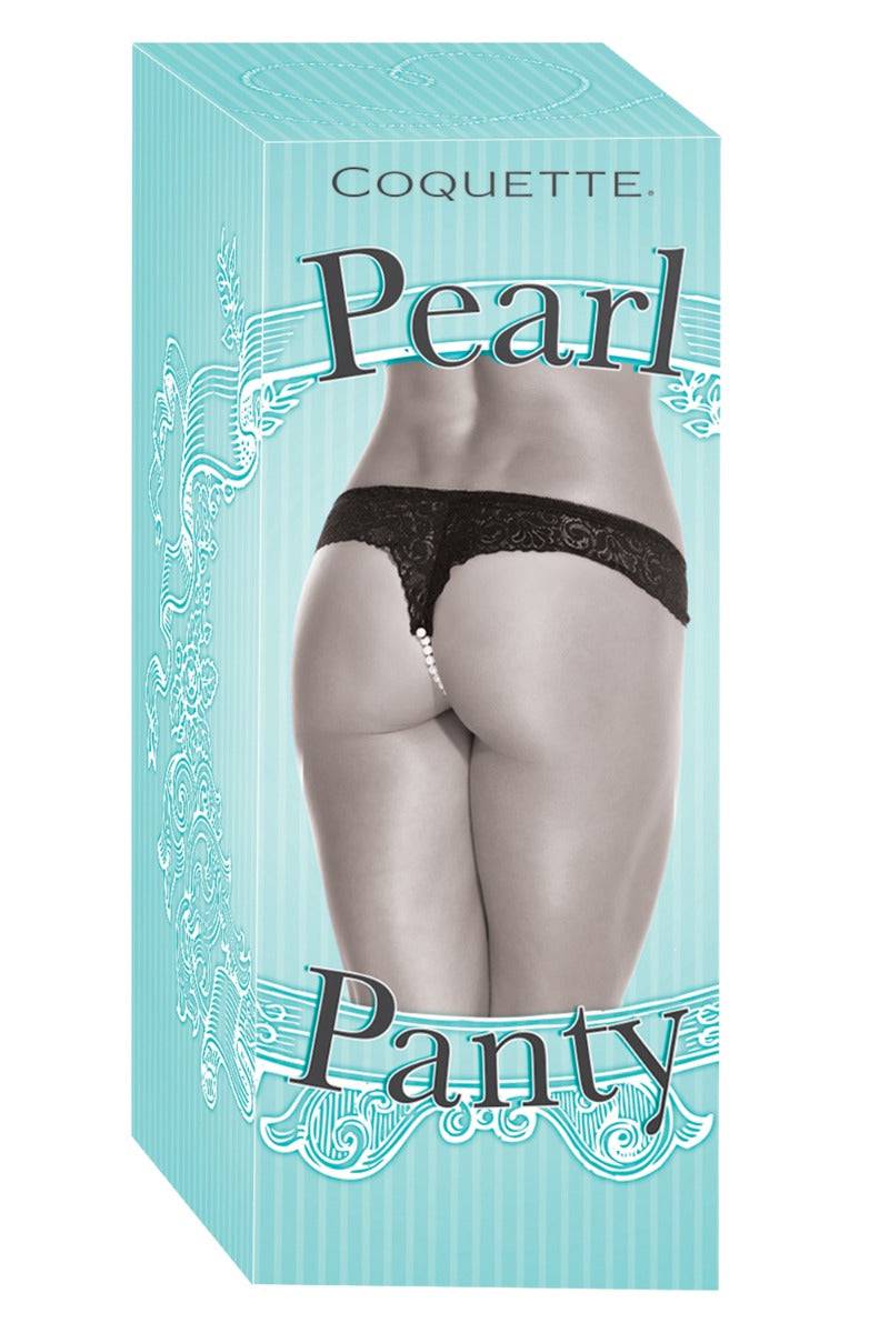 Coquette - 116 - Low Rise Lace Pearl Panty - Black - Stag Shop