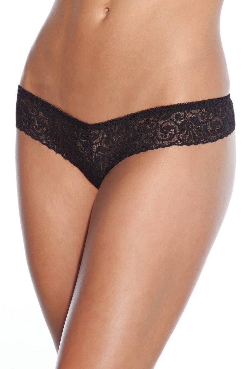 Coquette - 116 - Low Rise Lace Pearl Panty - Black - Stag Shop