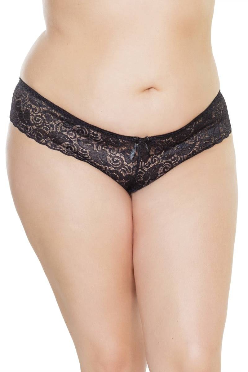 Coquette - 116 - Low Rise Lace Pearl Panty - Black - Stag Shop