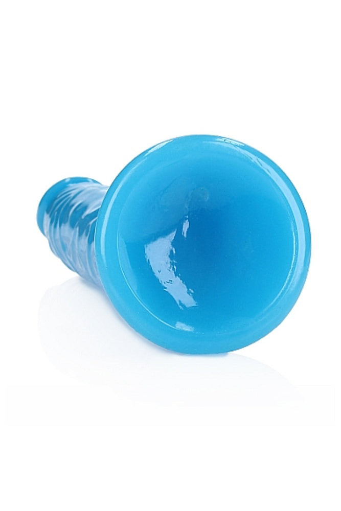 Shots Toys - Real Rock - 11" Glow in the Dark Slim Dildo - Blue - Stag Shop