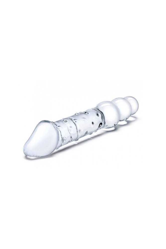 Gläs - 12" Double Ended Glass Dildo With Anal Beads - Clear - Stag Shop