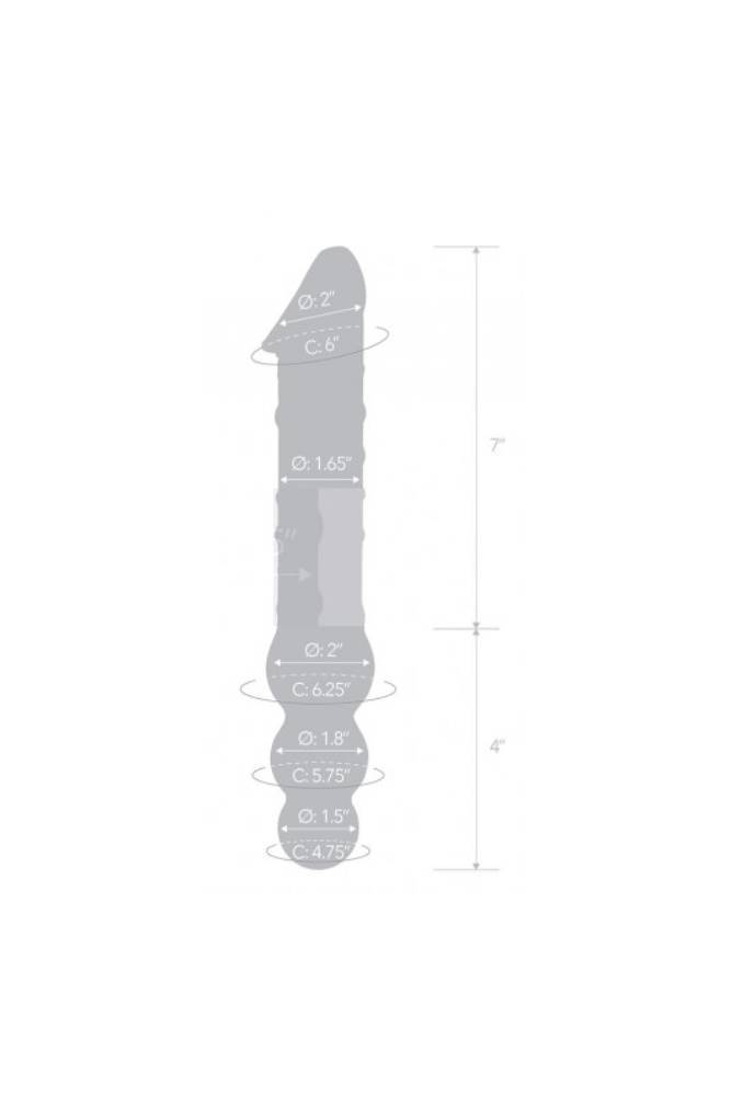 Gläs - 12" Double Ended Glass Dildo With Anal Beads - Clear - Stag Shop