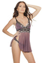 Coquette - 1448 - Babydoll & G-String - Mauve/Black - Stag Shop