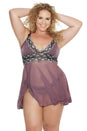 Coquette - 1448 - Babydoll & G-String - Mauve/Black - Stag Shop