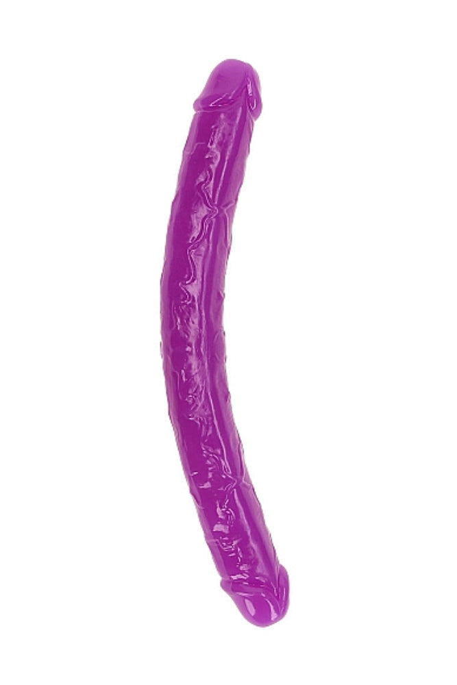 Shots Toys - Real Rock - 15" Glow in the Dark Double Dong - Purple - Stag Shop
