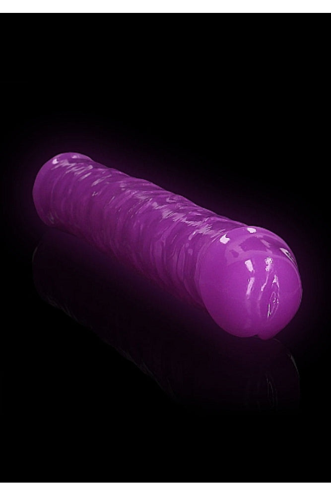 Shots Toys - Real Rock - 15" Glow in the Dark Double Dong - Purple - Stag Shop