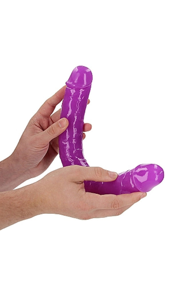 Shots Toys - Real Rock - 15" Glow in the Dark Double Dong - Purple - Stag Shop