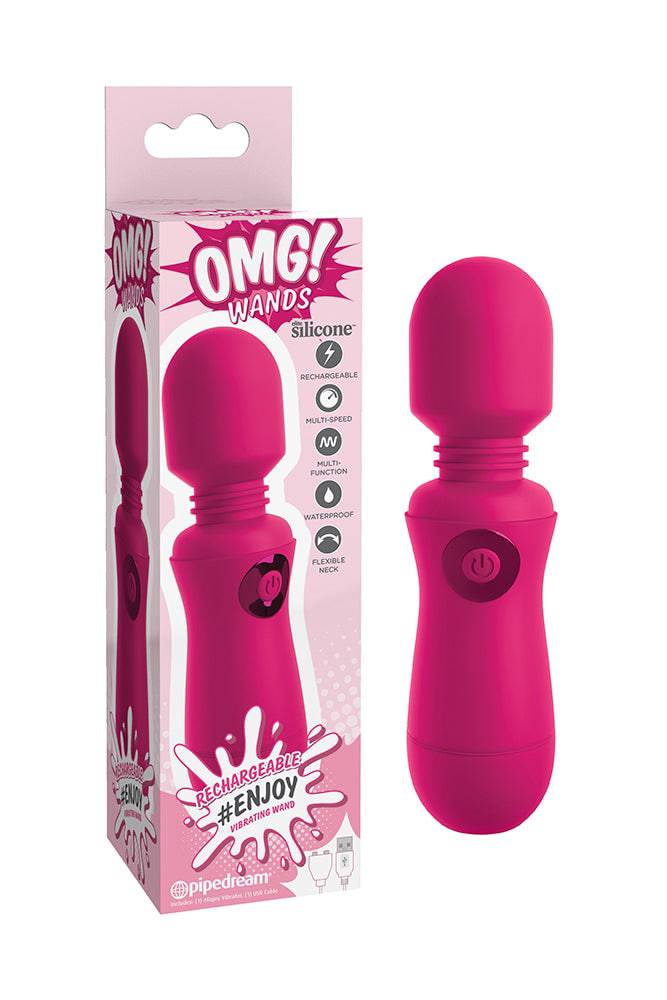 Pipedream - OMG Wands - Enjoy Rechargeable Wand - Fuchsia - Stag Shop