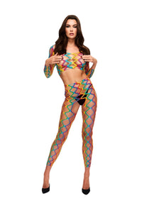 Thumbnail for Lapdance Lingerie - LC-88 - 2 PC RAINBOW CROP TOP & PANTS SET - Stag Shop